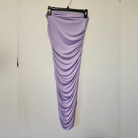Sincerely Jules Lavender Strapless Midi Ruched Dress Women's Size Large NWT - Picture 8 of 8
